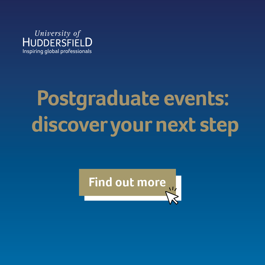 A banner advertising Postgraduate Events, which links the the Postgraduate Events webpage.
