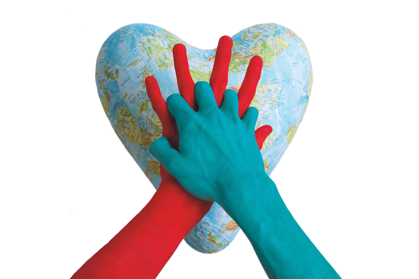 Restart a heart logo featuring a red and a blue hand