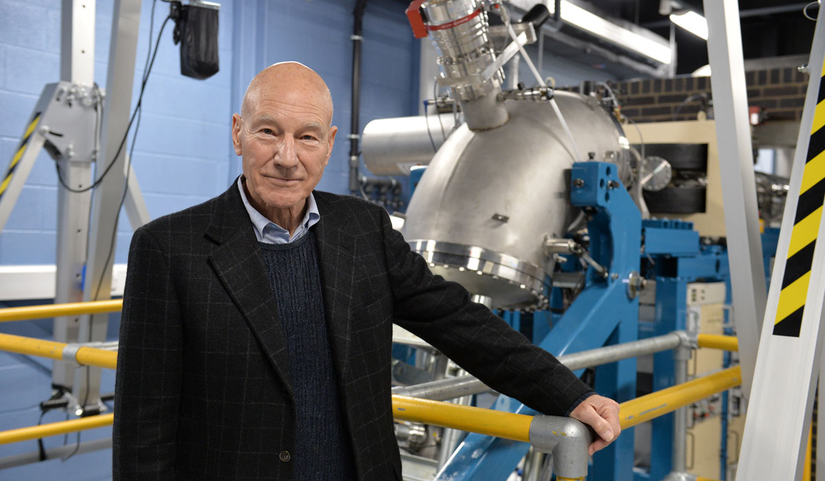 The University's Emeritus Chancellor Sir Patrick Stewart at the opening of the MIAMI-2