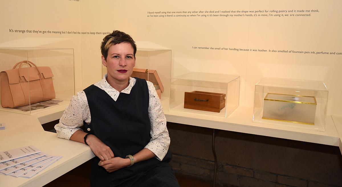 Artist and lecturer, Charlotte Goldthorpe, at the exhibition