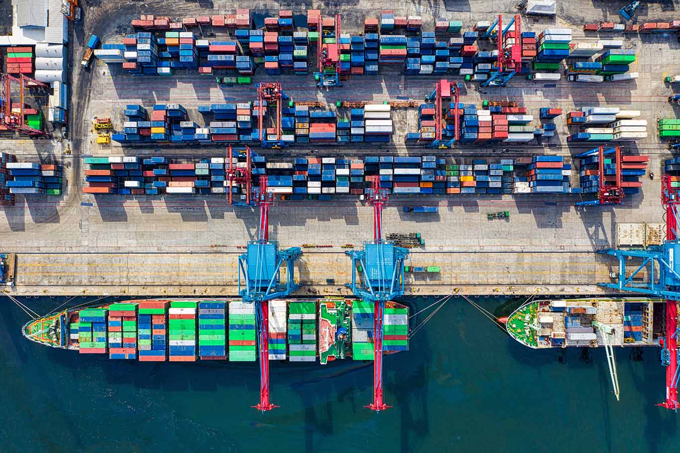 Stock image of a shipping port with containers
